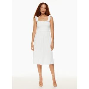 Aritzia Wilfred Reminisce White Sleeveless Smocked Camisole Midi A-Line Dress S